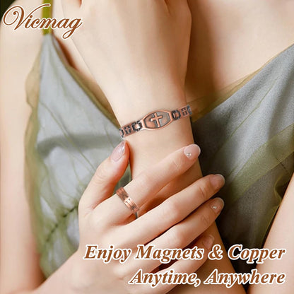 Vicmag Copper Magnetic Bracelet for Women 99.9% Solid Pure Copper Strong Magnets Jewelry Gift Adjustable Length