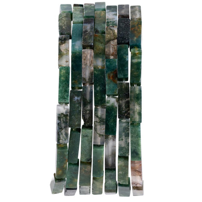 Natural Moss Agate Rectangle Tube Beads 4x13mm 38cm/str Loose Semi Gemstone Stone Beads for Making Bracelets Necklace Earrings