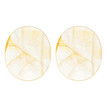 MECCANIXITY 2 Pcs Thumb Worry Stone for Anxiety, Yellow Phan-Tom Quartz Relief Crystals Hand Thumb Stones Pocket Gems Natural Polished for Yoga Meditation Relief