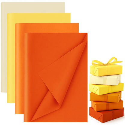 Koogel 112 Sheets Orange Tissue Paper, 20x14 Inch Yellow Tissue Paper for Gift Bags, Mother's Day DIY Crafts Gift Wrapping Decor
