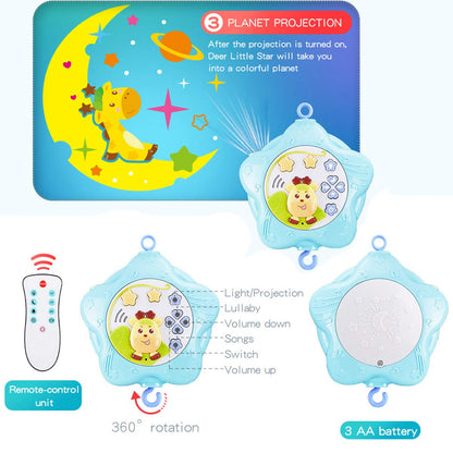 Baby Mobile for Crib with Musicial and Lights, Remote, lamp, Projector for Pack and Play, for Ages 0+ Months (Blue-Forest)
