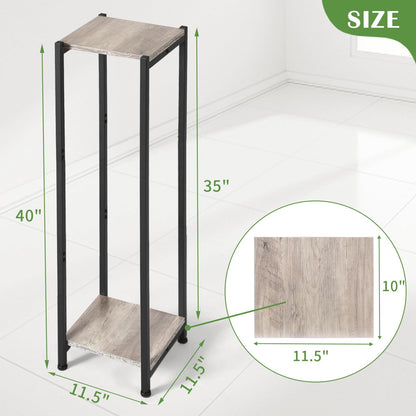 Dipion Extra Tall Plant Stand Indoor,40 Inch Plant Stands,2 Tier Metal Plant Stand with Heavy Duty Wood,Greige and Black