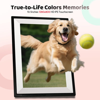 PIPI Vision 10.1 Inch WiFi Digital Picture Frame, Upgraded 32GB Storage,Smart Frameo App, IPS Touch Screen, Easy Setup, Instantly Share Photos & Videos for Mom,Grandparents