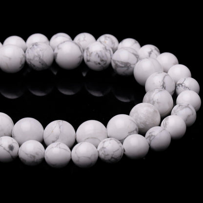 Chicager Natural Stone Beads for Jewelry Making,8mm Howlite Polished Smooth Round Gemstone Beads for Bracelet Necklace 15 Inch