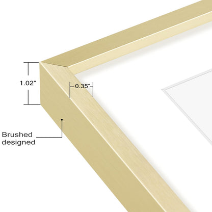 Golden State Art, Gold 5x7 Aluminum Picture Frame - Display Photos 4x6 with Mat or 5x7 inch Without Mat - Shatter-Resistant Glass Metal Photo Frame for Wall or Tabletop Display (2 Pack)