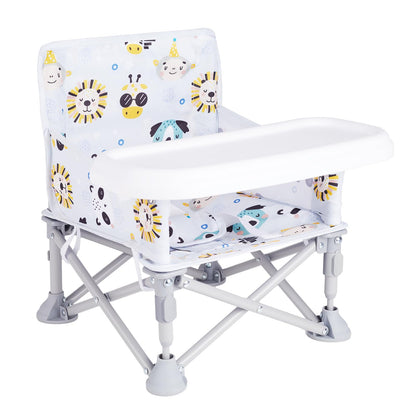 Furmubei Portable Baby Booster Seat with Tray, Toddler Booster seat for Dining, Camping, Travel, Baby Beach Chair 6 Months to 3 Years Old Indoor Outdoor Use CH2407