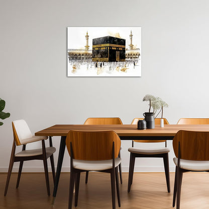 TIEHAOMAI Islamic Canvas Wall Art Muslim Pilgrims Poster Islamic Mural Canvas Prints Mecca Mosque Paintings for Living Room Decor（Mosque-1,12x18inch (30x45cm)