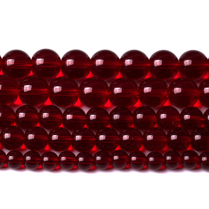 Smooth Garnet Red Glass Crystal Round Loose BeadsFor Jewelry Making DIY Bracelet Necklace Accessories 6mm 68pcs 15" Strand(Garnet Red Glass, 6mm)