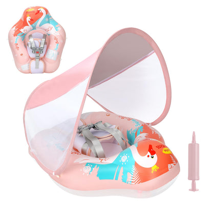 Baby Pool Float with Canopy and Safety Seat Size Improved Infant Pool Floaties Swimming Pool Toys for The Age of 3-36 Months (Pink, Large)