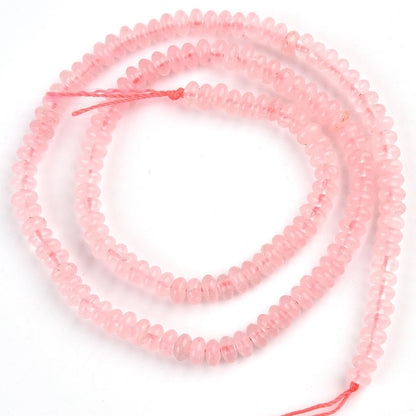 152pcs 4x2mm Natural Rose Quartz Disk Rondelle Spacer Stone Semi Precious Gemstone Loose Beads for Jewelry Making 15 Inch