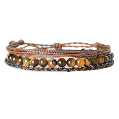 QOGIR Handmade Healing Bracelet,6mm Natural Yellow Tiger Gem Stone Beads Adjustable Bracelet, Courage and Confidence Bracelet