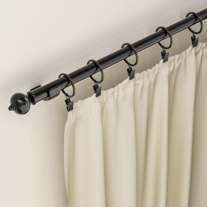 Homyplaza 44 Pack Black Curtain Rings with Clips, Curtain Hooks for Hanging, Heavy Duty Drapery Rings, Polish Rustproof Curtain Clips Hangers for Drapes, 1.26" Interior Diameter, Fits up to 1.14" Rods