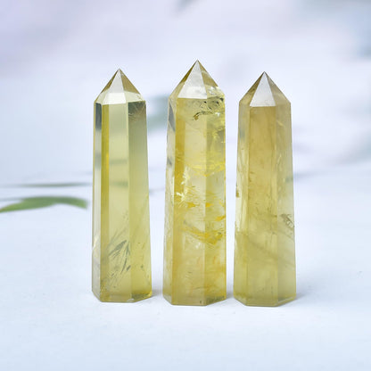 WUYOUSHI 1PCS Citrine Natural Crystal Towers / 2.75-3.54" Healing Crystal Wand / 6 Faceted Chakra Reiki Meditation Therapy