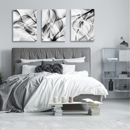Creoate Abstract Canvas Wall Art Set of 3 - Black and White Large Wall Decor for Living Room and Bedroom (16x24 Inch)