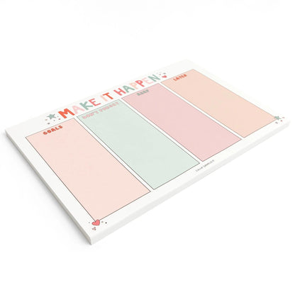 Callie Danielle Make It Happen Weekly To Do List Notepad, 8x12 Inches Cute Note Pads to Remind You of Goals and Tasks, Work Planner, Save for Later List, 52 Sheets Desk Notepad