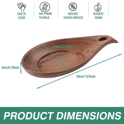 Wooden Spoon Rest for Kitchen, Spoon Holder for Stove Top or Countertop, Perfect Holder for Spatula, Spoons or Tongs(Walnut,Wood)