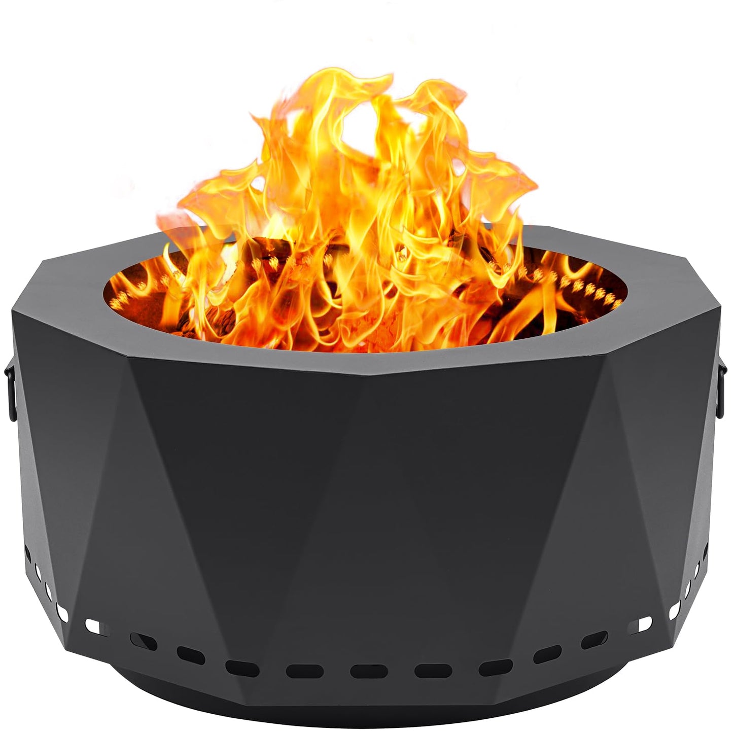 Permade Smokeless Firepit Outdoor-25 Inch Large Smokeless Fire Pits for Outside with Handles, Portable Low Smoke Metal Wood Stove for Camping, Patio, Backyard, Garden, Picnic-XL