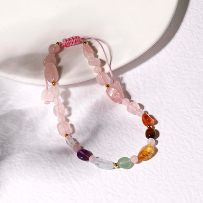 Jewever 7 Chakra Crystals and Stones Anklet Irregular Tumbled Gems Beaded Ankle Bracelets for Women Spiritual Energy Meditation Yoga Healing Jewelry Mom's Gifts (Rose Quartz)