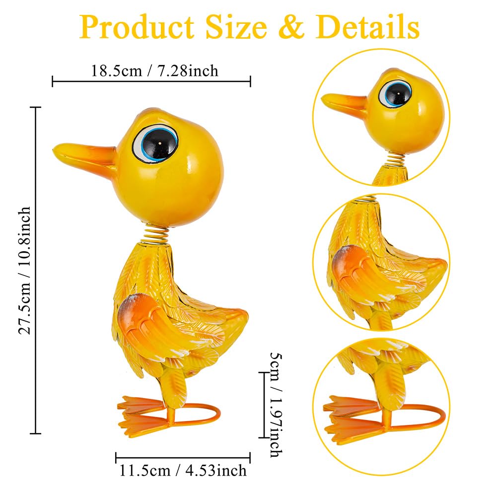 YELENEW Metal Garden Statue Decor for Outside,Yellow Duck Garden Sculptures Lawn Ornaments Garden Yard Art for Backyard Patio Decoration