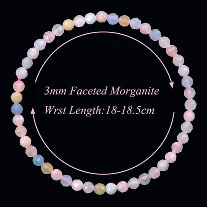 MASSIVE BEADS Natural Genuine Gemstone Beads Healing Crystal Chakra Reiki Jewelry Faceted Round Beads Bracelets (Morganite, 3mm)