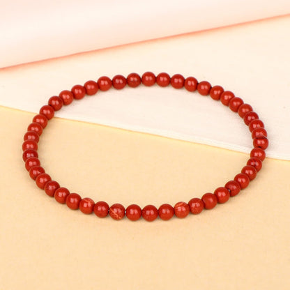 LPBeads Handmade Natural Gemstone Stretch Elastic 4mm Red Jasper Bracelet Healing Crystal Round Stone Beads Jewelry Gifts for Women Men