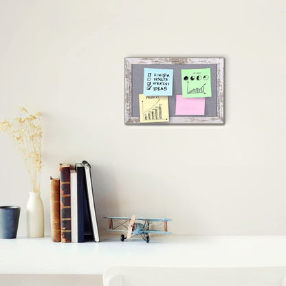 Aitakatta Gray Felt Bulletin Board, Small Decorative Hanging Bulletin Boards for Walls with White Rustic Wood Frame, 11.8x8.6 inches Pin Board Vision Board for Office Home School with Pins(2230,WH,1p)
