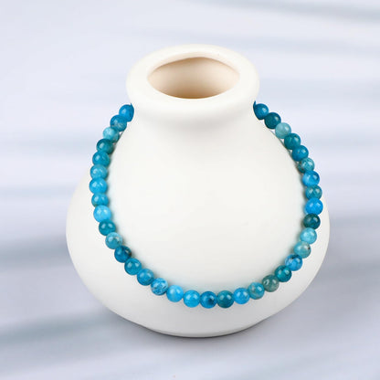 LPBeads Handmade Natural Gemstone Stretch Elastic 4mm Blue Apatite Bracelet Healing Crystal Round Stone Beads Jewelry Gifts for Women Men