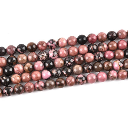 Genuine Black Rhodonite Beads for Jewelry Making Gemstone Semi Precious Stone Round 6mm Strand 15"(58-62pcs)