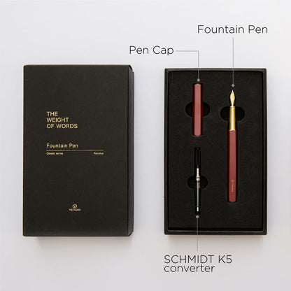 YSTUDIO Stunning Classic Revolve Fountain Pen, Schmidt Gilded Nib, Best Pen Gift Set for Men & Women, Professional, Executive Office, Nice Pens（red，M nib）