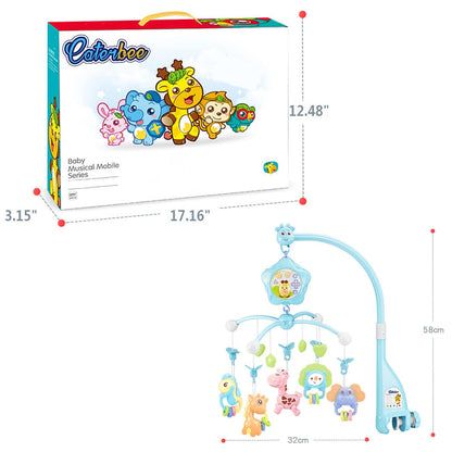 caterbee Baby Crib Mobile for Pack and Play, Crib Toys with Light and Musicial, Remote,Projector for Ages 0+ Months (Pink-Forest)