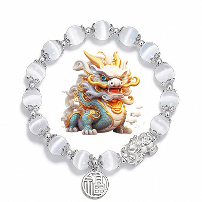 SoulPulse Lucky Pixiu Feng Shui Money Bracelet to Attract Wealth and Money,Elastic Cat eye Crystal Beaded Bracelets for Women Men,Fashion Charm Bracelet used for Work,Casual and Daily Wear