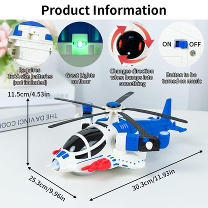 Helicopter Toy for Kids,Boys with Lights and Sounds, Kids Play Airplane, 360°Freedom and Operated Automatic Plane,Airplane Toys for 3 4 5 6 Year Old Up Toddler Boys Girls Birthday Party Favors(Blue)