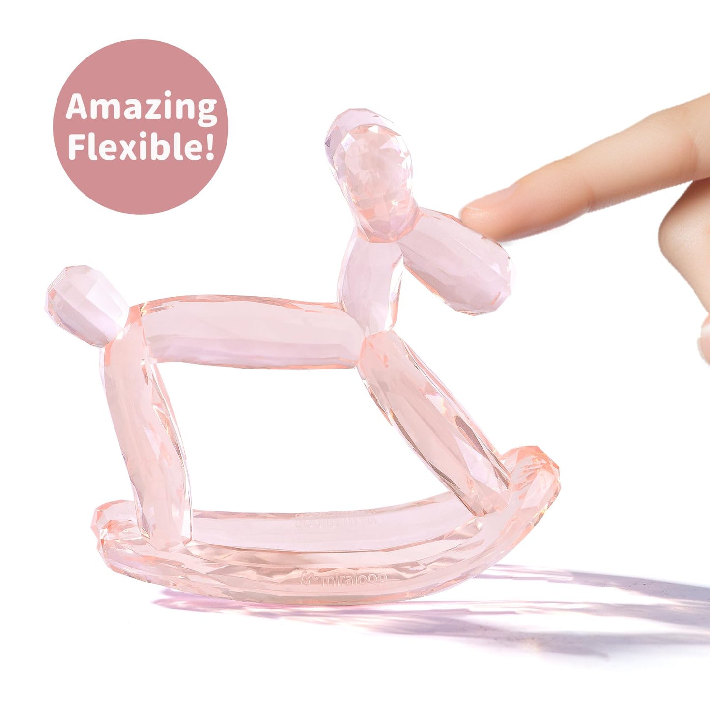 Miraloop Crystal Jelly Baby Teether – Jellydog Teething Relief Toy for Infants 3-6 Months, Silicone Handheld Teething Toy, BPA-Free, Odorless, Prevents Choking, Safe for Babies (Rose Quartz)