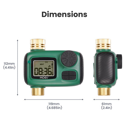 MOES Sprinkler Timer, Brass Inlet & Outlet, Programmable Automatic Irrigation Controller, Rain Delay, Manual Watering, 1 Zone Water Hose Timers for Gardens, Lawns, and Hose Systems