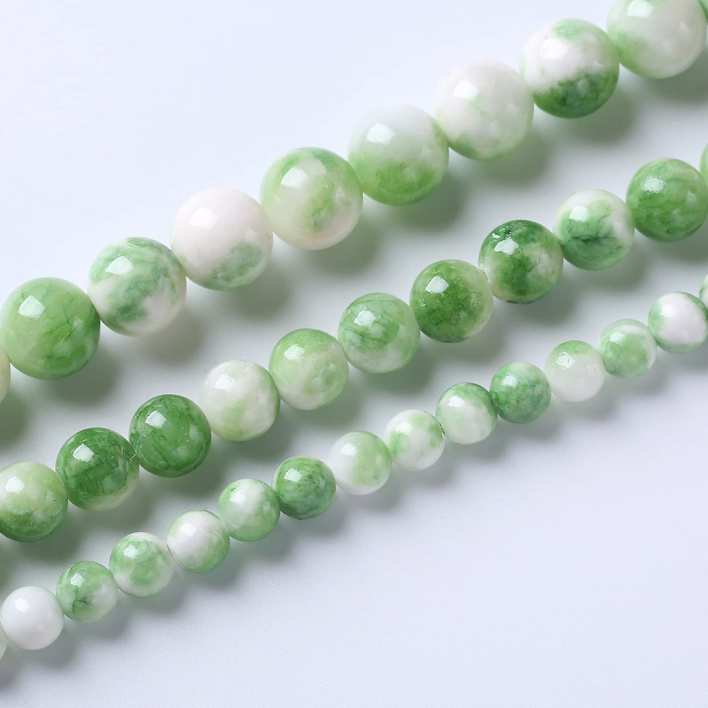 45pcs 8mm Natural Green White Persian Jade Stone Round Beads for Jewelry Making Loose Spacer Beads DIY Bracelets Necklaces 15" (8mm, Green Persian Jade)