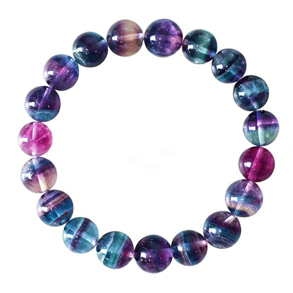 OwizJade 10MM Rainbow Fluorite Bracelet for Women Men | Fits for About 7.5" Wrist | Natural Third Eye Chakra Crystal | Crystal of Peace & Protection | Meditation | Feng Shui | Spritual choice