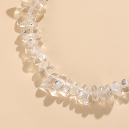 GolbalJew Natural Gemstone Beads Bracelets Healing Crystal Stone Beaded Bracelet for Women Men Handmade Spiritual Jewelry Gifts, 5-8mm Clear Quartz Chips Beads