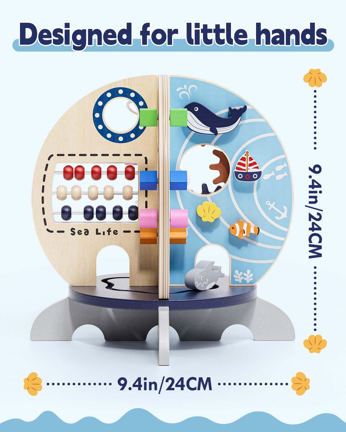 RRIBOUDWAN Ocean Wooden Activity Cube Montessori Toys for 1 Year Old Boy & Girl Birthday Gifts