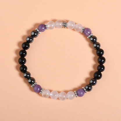 Gracayfr Anxiety Relief Bracelet Empath Protection Black Tourmaline Hematite Lepidolite Rose Quartz Healing Crystal Grief Support Items Jewelry Halloween Christmas Day Gifts For Women Lepi Ros