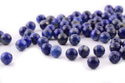 Natural Stone Beads 100pcs 8mm Lapis Lazuli Round Genuine Real Stone Beading Loose Gemstone Hole Size 1mm DIY Charm Smooth Beads for Bracelet Necklace Earrings Jewelry Making (Lapis Lazuli Blue, 8mm)