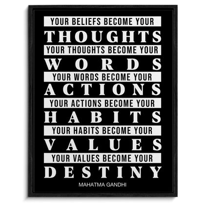 Inspirational Framed Canvas Wall Art Positive Watch Your Thoughts Poster Print Wall Decor Motivational Painting for Home Bedroom Office Decoration 11.5x15 Inches
