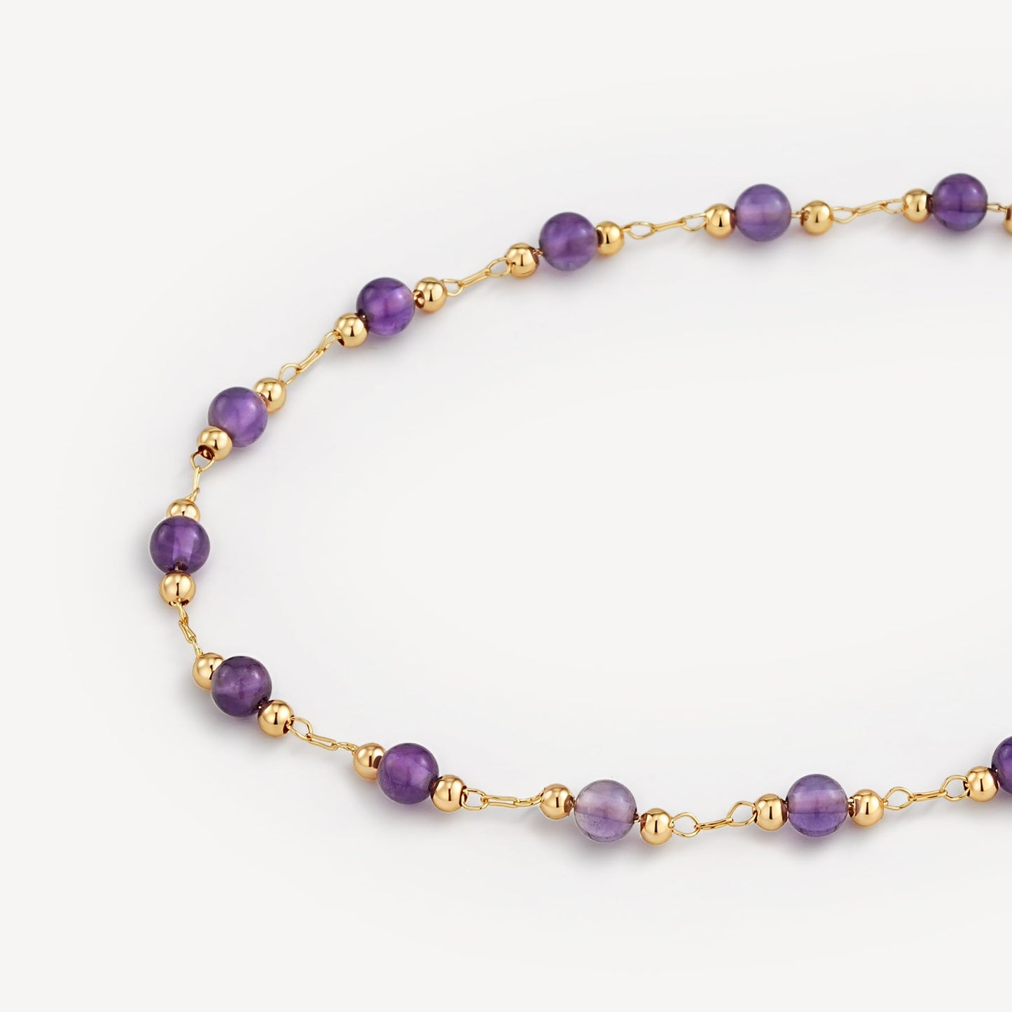 MEVECCO Gold Bracelet for Women 18K Gold Plated Amethyst Stone Custom Handmade Mixed Beaded Charm Chain Bracelet Stack Jewelry Gifts