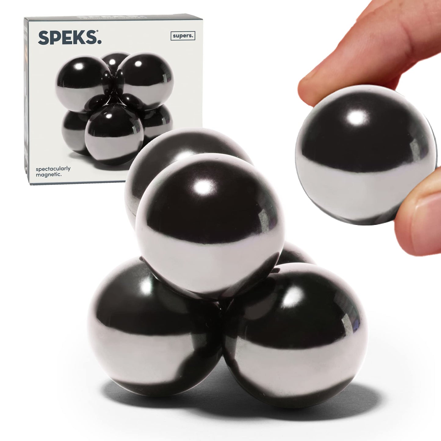 Speks Supers Magnetic Balls Fidget Toy for Adults and Teens 14+ | Stress Relief, Desk Toy | Stocking Stuffers & Office Holiday Gifts | Gunmetal 6 Pack