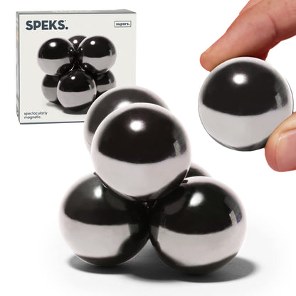 Speks Supers Magnetic Balls Fidget Toy for Adults and Teens 14+ | Stress Relief, Desk Toy | Stocking Stuffers & Office Holiday Gifts | Gunmetal 6 Pack