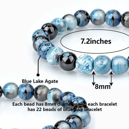 PZTIIY Crystal Bracelet - Natural Energy Crystal Bracelet for Men and Women (ZLY-Lake blue agate)
