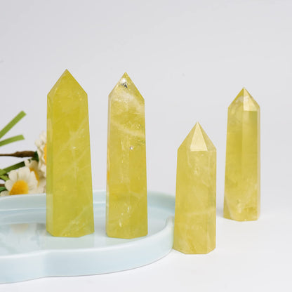 WUYOUSHI 1PCS Citrine Natural Crystal Towers / 2.75-3.54" Healing Crystal Wand / 6 Faceted Chakra Reiki Meditation Therapy