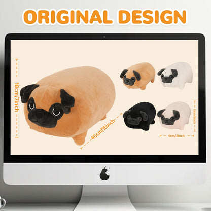 MMguai 16 Inch Large Pug Stuffed Animals with Babies, Mommy Pug Dog with Puppies Inside Belly,Soft French Bulldog Pillow Plush Toy Plushie Gift for Kids Boy Girl, Brithday Decor