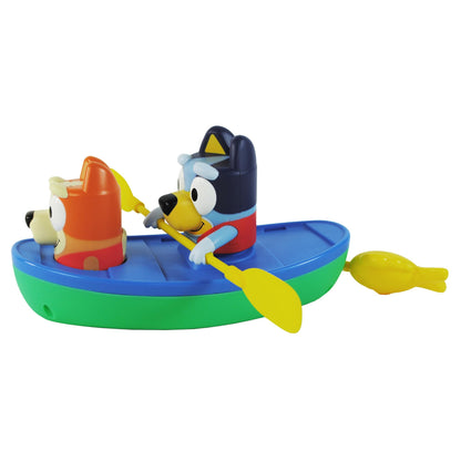 TOMY Toomies Bluey Pull and Go Canoe - Pull String Helps Bluey Paddle Through Water - Includes Bingo Bath Toy Pourer - Bluey Toys for Bath - Ages 18 Months and Up