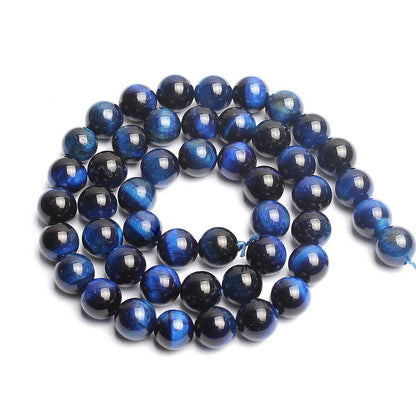 AAA Blue Tiger Eye Gemstone Round Loose Beads for Jewelry Making Findings Accessories 15 inches (6mm)