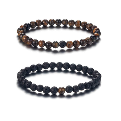Softones 6MM Lava Rock Aromatherapy Anxiety Essential Oil Diffuser Beads Bracelet for Women Men,Friendship Couples Gifts Natural Stone Bracelets
